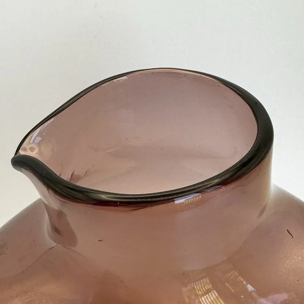 La Mailloche Quebec Purple Blown Art Glass Pinched Vase or Decanter Signed‎ 6